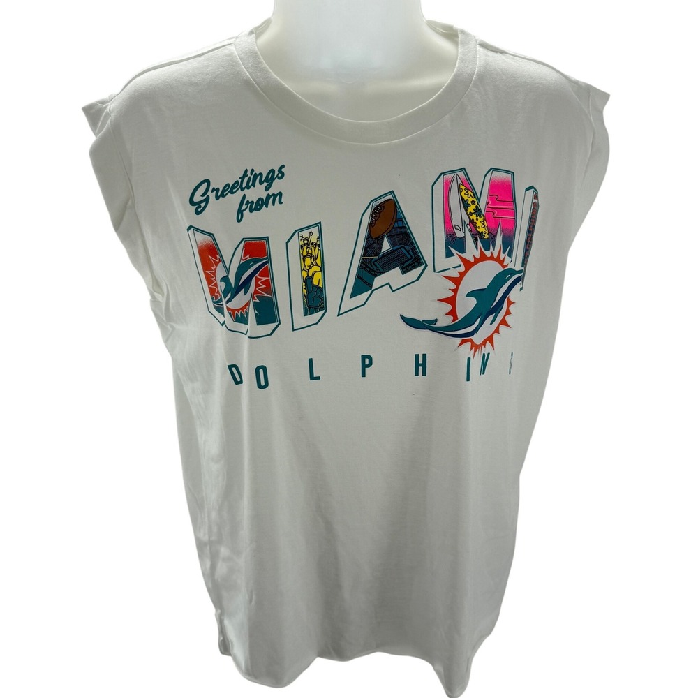 WEAR Erin Andrews Miami Dolphins Graphic Sleeveless Tee Shirt Womens‎ Small